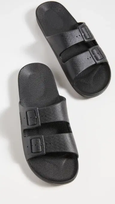 Freedom Moses Two Band Unisex Slides Black W 8-9 | Thumbnail 4