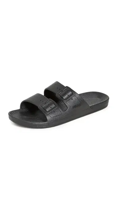 Freedom Moses Two Band Unisex Slides Black W 8-9 | Thumbnail 6