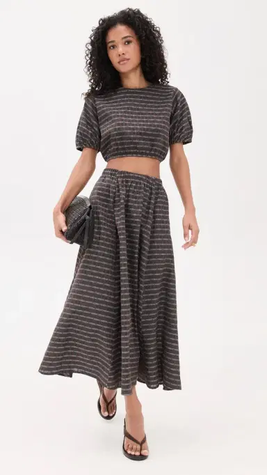 LE BOP Lillian Cropped Blouse Gunmetal Plaid M | Thumbnail 5 LE BOP Lillian Cropped Blouse Gunmetal Plaid M | Thumbnail 5