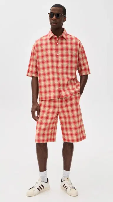 Nahmias Plaid Relaxed Shorts 12.5 Cherry Plaid Flannel | Thumbnail 5