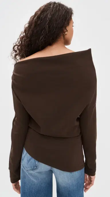 Line & Dot Coen Draped Asymmetrical Top Dark Brown | Thumbnail 3 Line & Dot Coen Draped Asymmetrical Top Dark Brown | Thumbnail 3