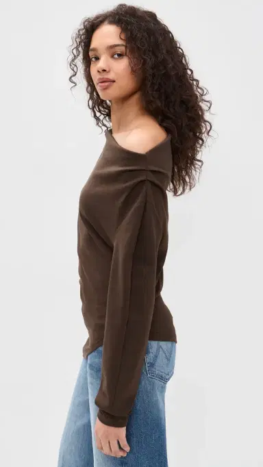 Line & Dot Coen Draped Asymmetrical Top Dark Brown | Thumbnail 4 Line & Dot Coen Draped Asymmetrical Top Dark Brown | Thumbnail 4