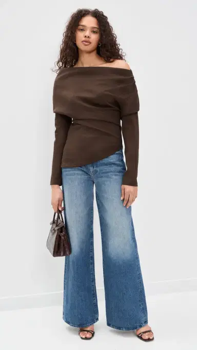 Line & Dot Coen Draped Asymmetrical Top Dark Brown | Thumbnail 5 Line & Dot Coen Draped Asymmetrical Top Dark Brown | Thumbnail 5