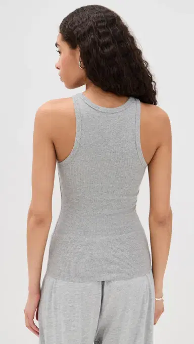 ÉTERNE High Neck Fitted Tank Heather Grey | Thumbnail 3
