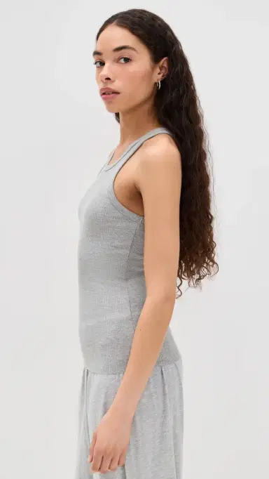 ÉTERNE High Neck Fitted Tank Heather Grey | Thumbnail 4