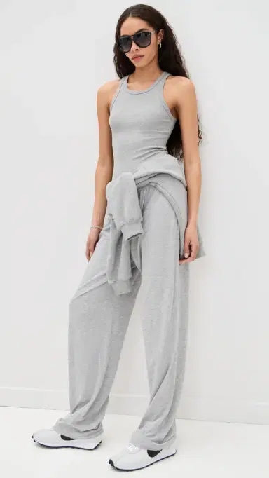 ÉTERNE High Neck Fitted Tank Heather Grey | Thumbnail 5