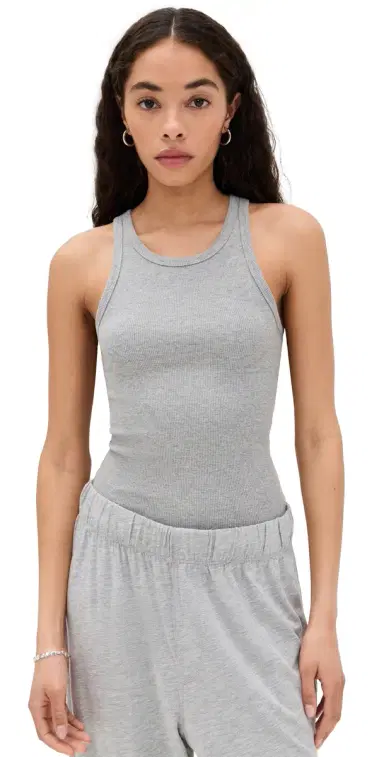 ÉTERNE High Neck Fitted Tank Heather Grey | Thumbnail 1