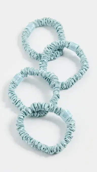 Slip Skinny Silk Scrunchies Set of 4 Sky Blue One Size | Thumbnail 2