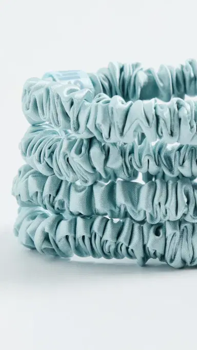 Slip Skinny Silk Scrunchies Set of 4 Sky Blue One Size | Thumbnail 4