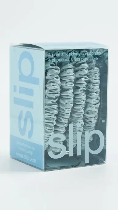 Slip Skinny Silk Scrunchies Set of 4 Sky Blue One Size | Thumbnail 5