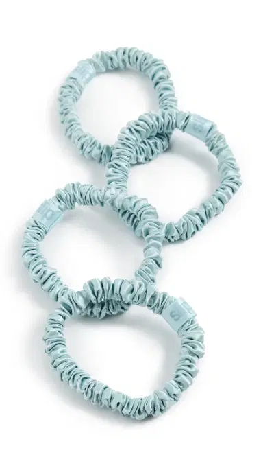 Slip Skinny Silk Scrunchies Set of 4 Sky Blue One Size | Thumbnail 6