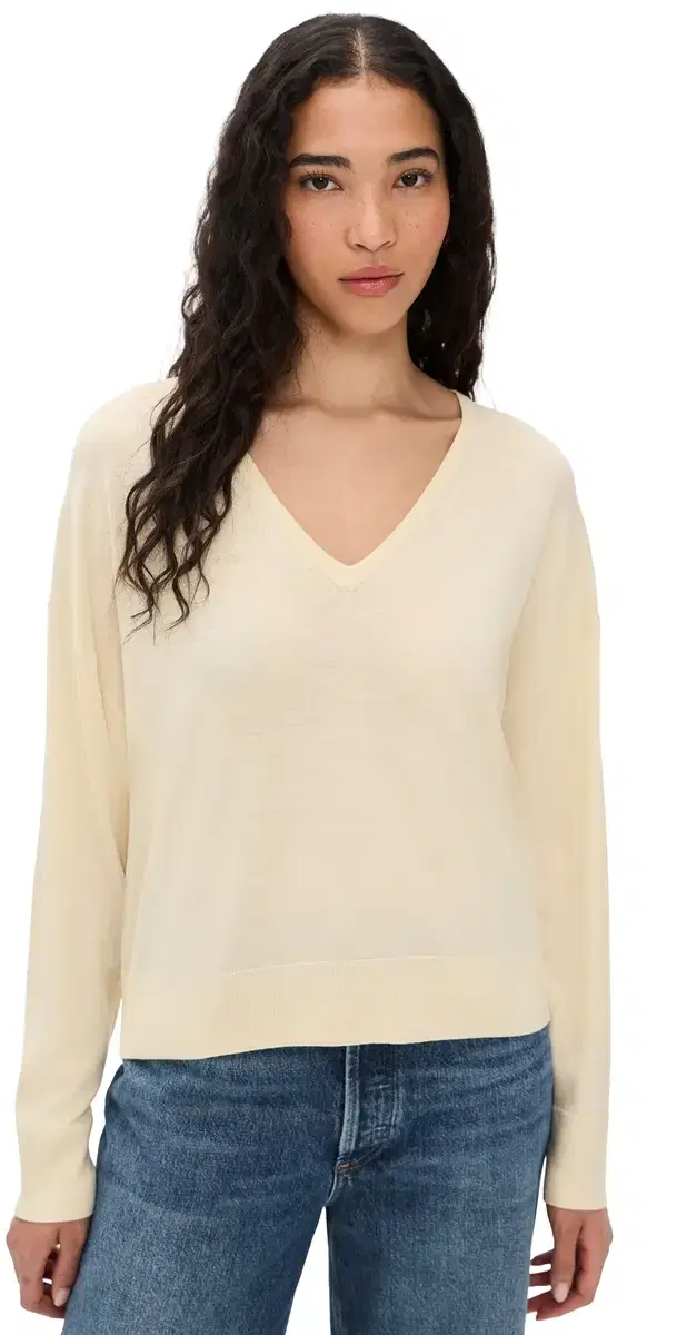 Dree V Neck Sweater Pale Yellow
