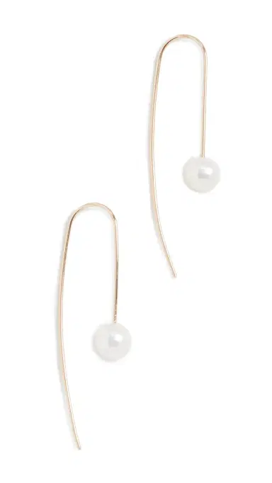 Zoë Chicco 14k Gold White Freshwater Cultured Pearl Wire Earrings Yellow Gold One Size | Thumbnail 6