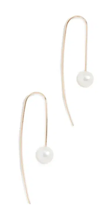 Zoë Chicco 14k Gold White Freshwater Cultured Pearl Wire Earrings Yellow Gold One Size | Thumbnail 1