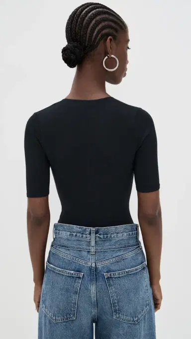 Fleur du Mal Cotton Deep V Thong Bodysuit | Thumbnail 3