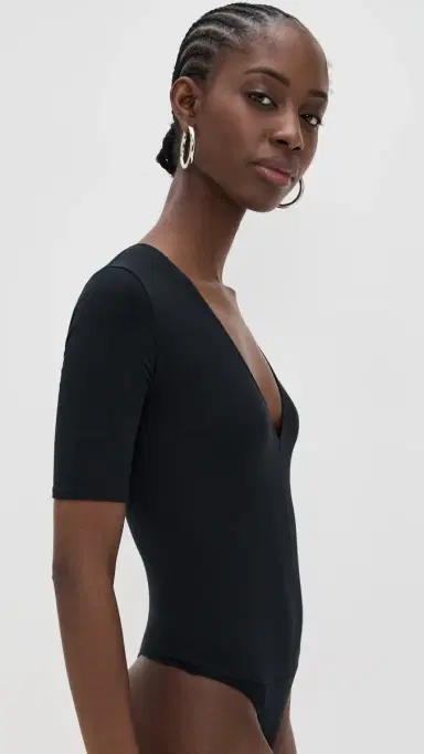 Fleur du Mal Cotton Deep V Thong Bodysuit | Thumbnail 4