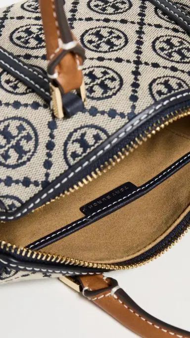 Tory Burch T Monogram Mini Barrel Bag Tory Navy One Size | Thumbnail 6 Tory Burch T Monogram Mini Barrel Bag Tory Navy One Size | Thumbnail 6
