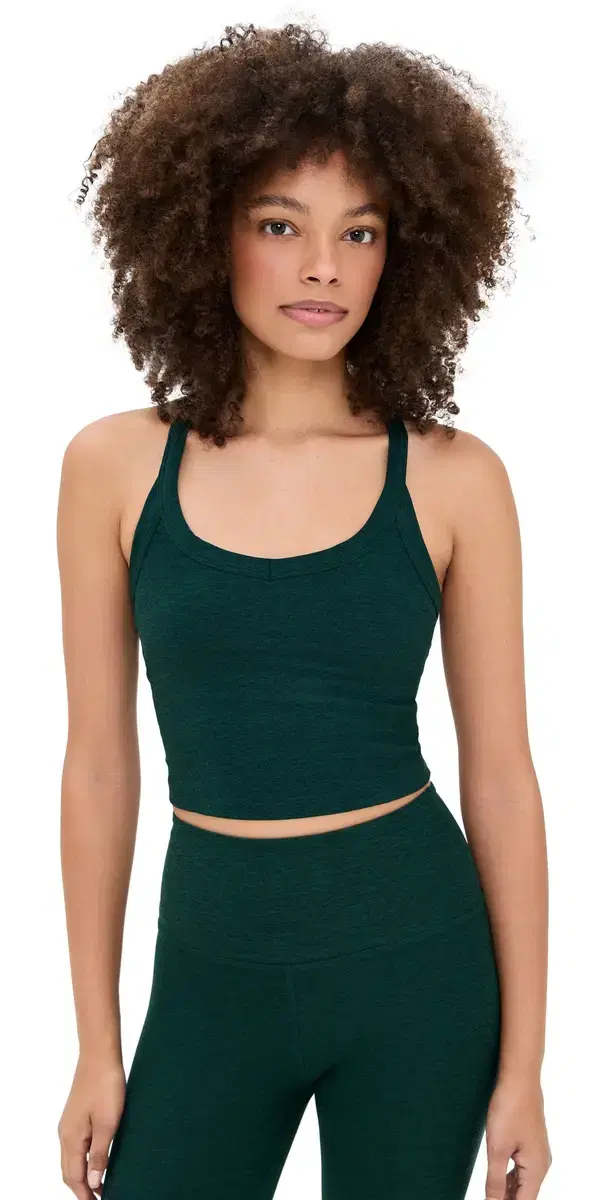 Spacedye On The Up Cropped Tank Dark Spruce Green Heather