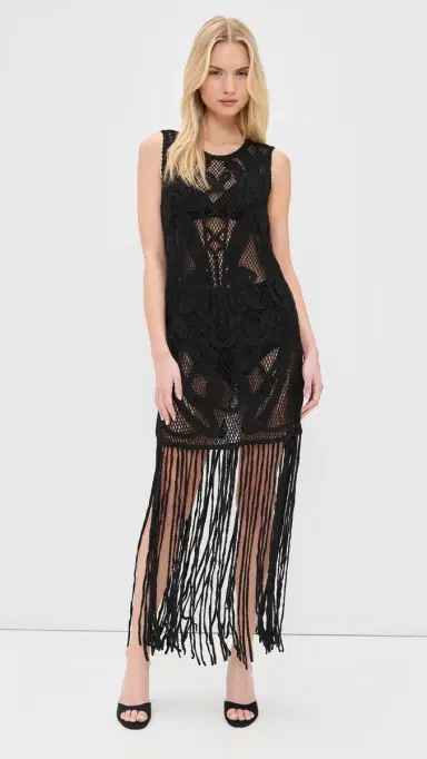The Garment Kim Fringed Crochet Dress Black | Thumbnail 2