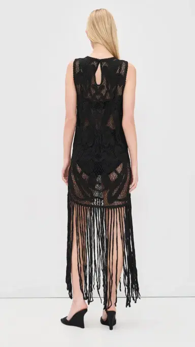 The Garment Kim Fringed Crochet Dress Black | Thumbnail 3