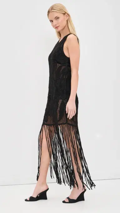 The Garment Kim Fringed Crochet Dress Black | Thumbnail 4