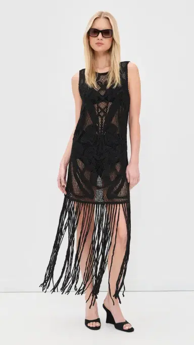 The Garment Kim Fringed Crochet Dress Black | Thumbnail 5