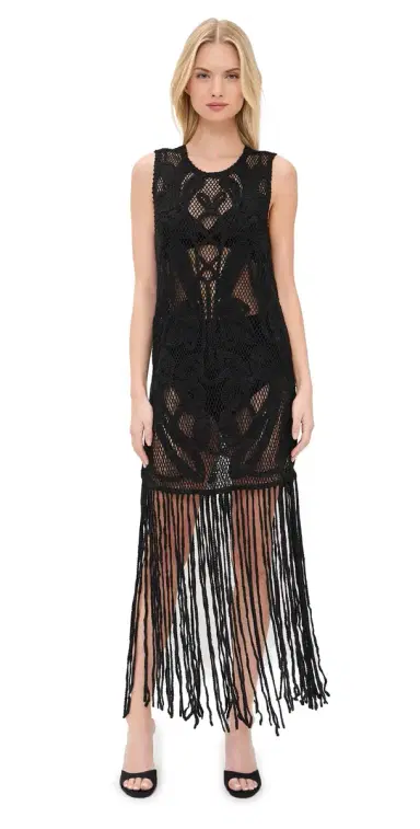 The Garment Kim Fringed Crochet Dress Black | Thumbnail 1