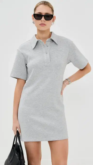 LE BOP Solene Polo Mini Dress Heather Grey | Thumbnail 2