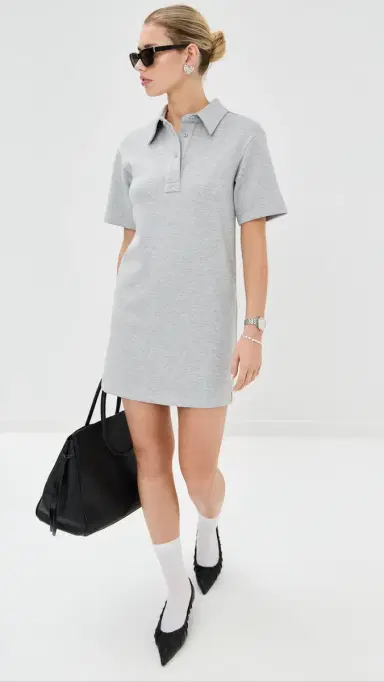 LE BOP Solene Polo Mini Dress Heather Grey | Thumbnail 5