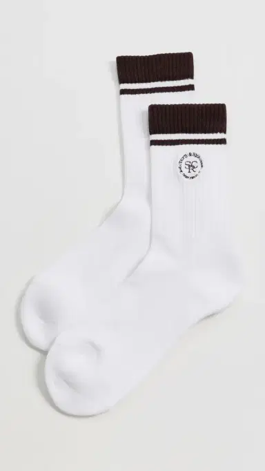 Sporty & Rich SRHWC Socks White/Chocolate One Size | Thumbnail 2