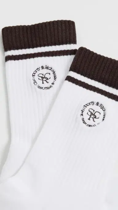 Sporty & Rich SRHWC Socks White/Chocolate One Size | Thumbnail 3