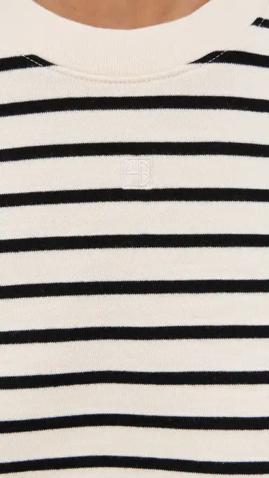 ANINE BING Myers Cropped Tee Black Stripe French Terry | Thumbnail 6 ANINE BING Myers Cropped Tee Black Stripe French Terry | Thumbnail 6