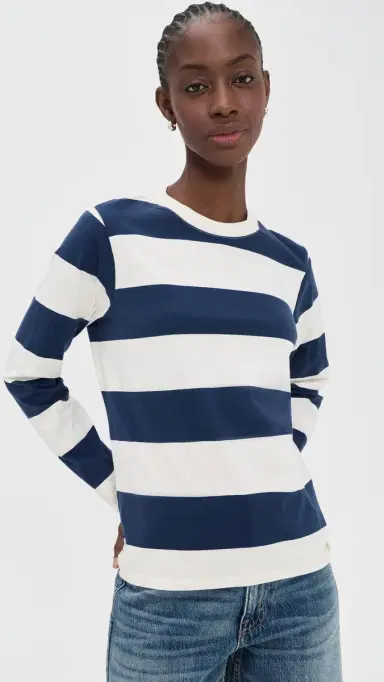 Clare V. Long Sleeve Tee Cream/Navy | Thumbnail 2 Clare V. Long Sleeve Tee Cream/Navy | Thumbnail 2