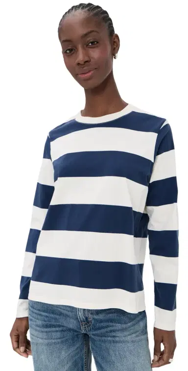 Clare V. Long Sleeve Tee Cream/Navy | Thumbnail 1 Clare V. Long Sleeve Tee Cream/Navy | Thumbnail 1