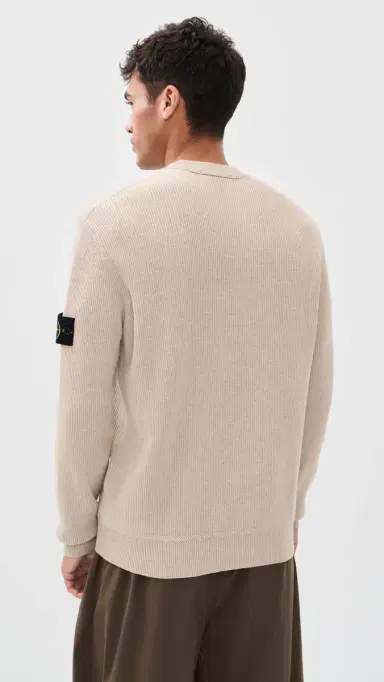 Stone Island Ribbed Cotton Crew Sweater Deserto Melange | Thumbnail 3 Stone Island Ribbed Cotton Crew Sweater Deserto Melange | Thumbnail 3