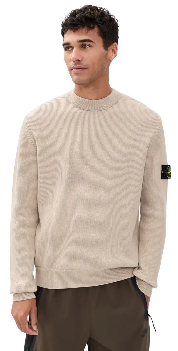 Ribbed Cotton Crew weater Deserto Melange