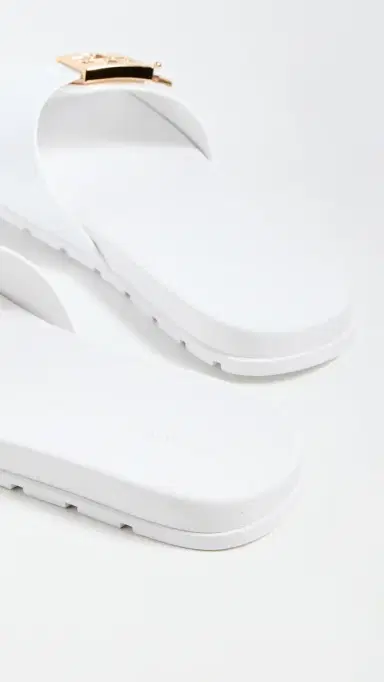 Tory Burch Buckle Slides White/Gold/White 7 | Thumbnail 4