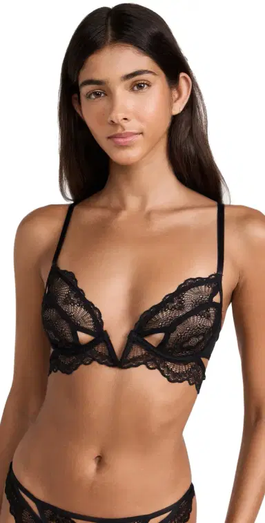 Thistle and Spire Kane Cutout V Wire Bra Black 34D | Thumbnail 1