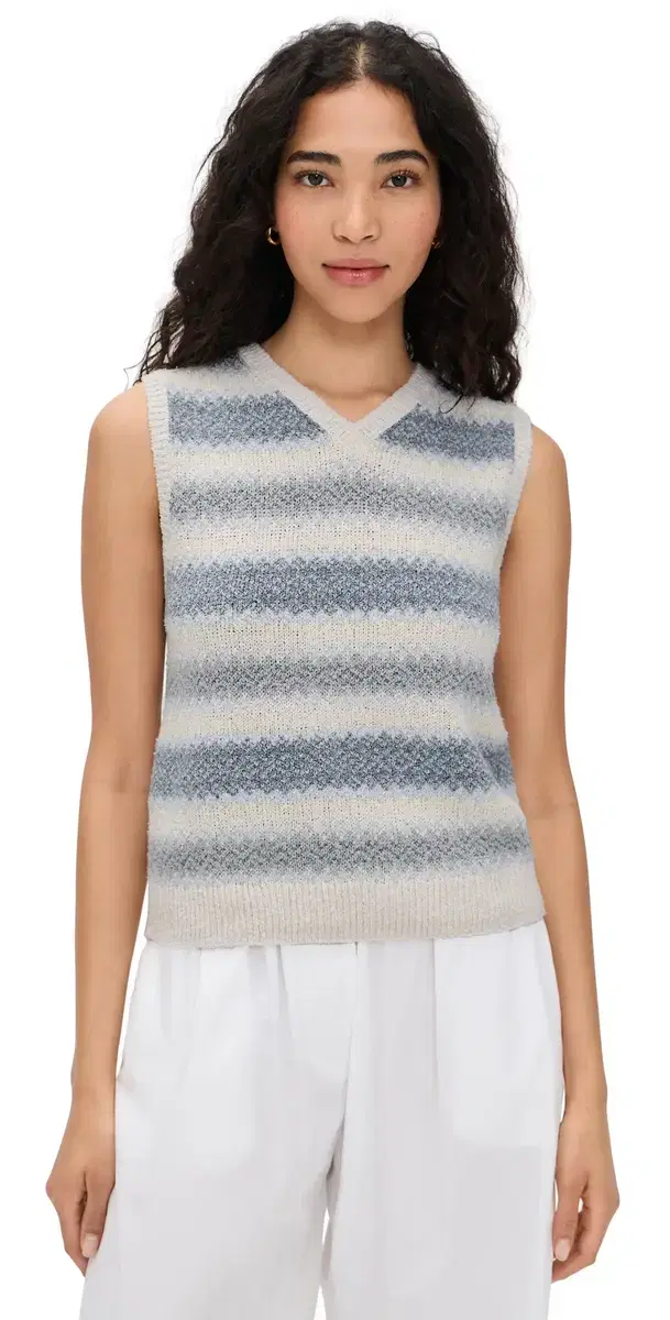 Vince ummer Fair Isle Knit Vest Pale Tide Combo