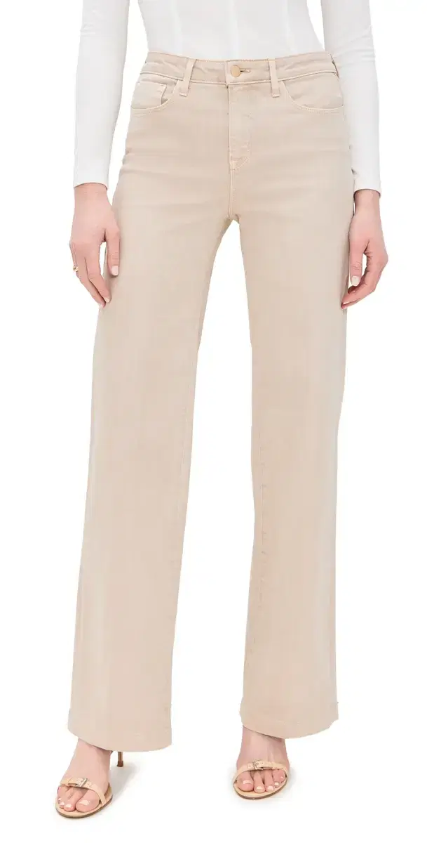 Clayton High Rise Wide Leg Jeans Biscuit