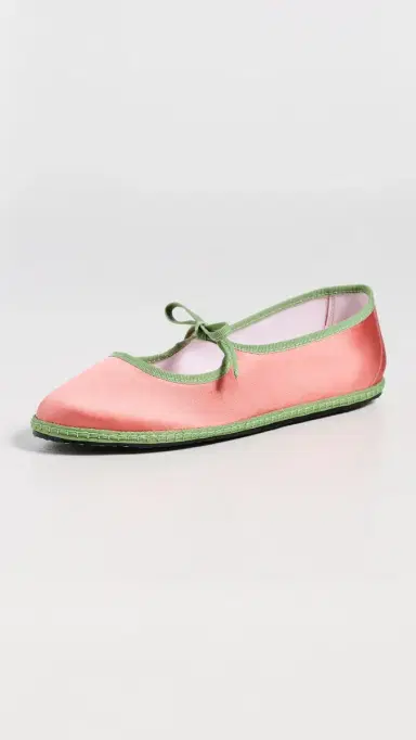 Vibi Venezia Brigitte Silk Mary Jane Flats Salmone 36 | Thumbnail 2