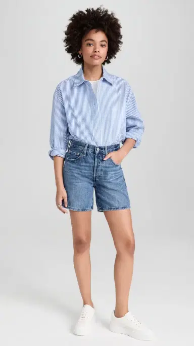 Levi's 501 Mid Thigh Shorts Blue Beauty 24 | Thumbnail 5