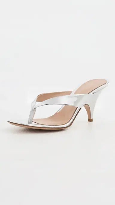 Gianvito Rossi Metallic Leather Sandals Silver 37 | Thumbnail 2