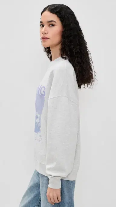 Anine Bing Miles Palms Sweatshirt Light Heather Grey | Thumbnail 4 Anine Bing Miles Palms Sweatshirt Light Heather Grey | Thumbnail 4