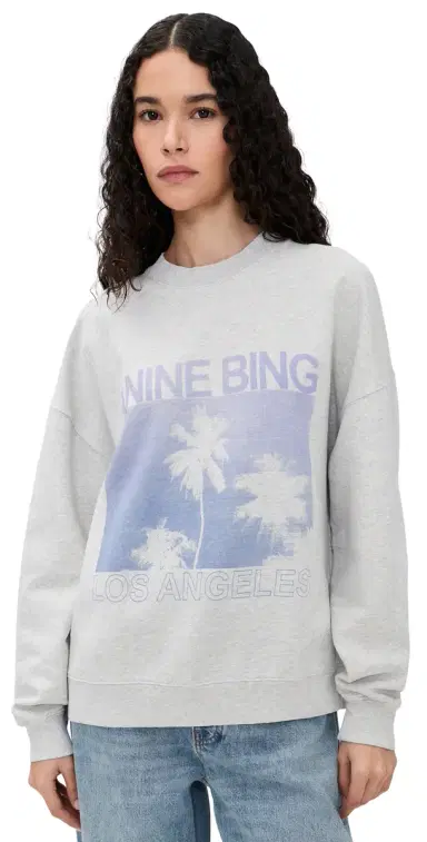 Anine Bing Miles Palms Sweatshirt Light Heather Grey | Thumbnail 1 Anine Bing Miles Palms Sweatshirt Light Heather Grey | Thumbnail 1