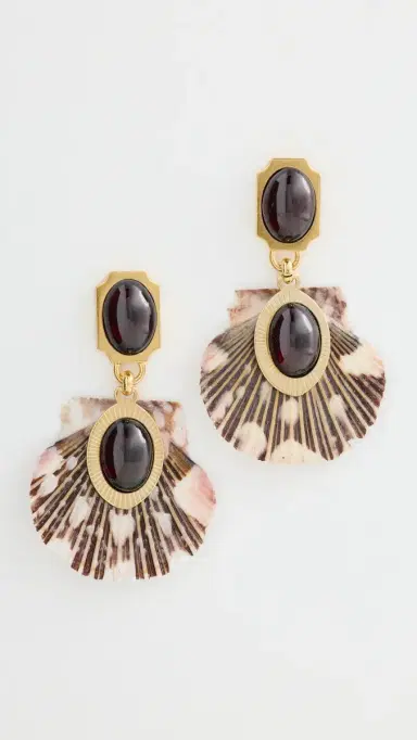 Brinker + Eliza Ophelia Earrings Garnet/Shell One Size | Thumbnail 2