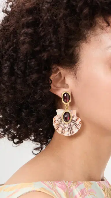 Brinker + Eliza Ophelia Earrings Garnet/Shell One Size | Thumbnail 3