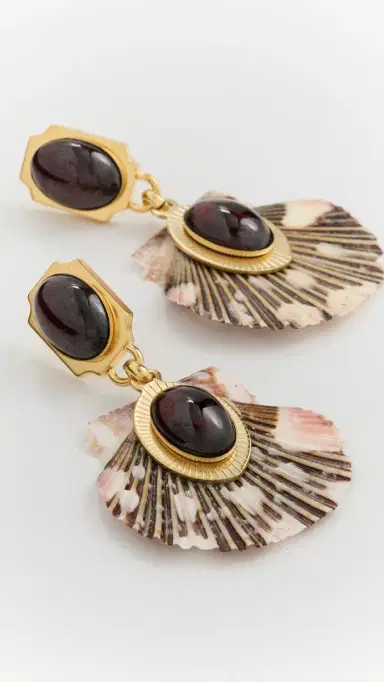 Brinker + Eliza Ophelia Earrings Garnet/Shell One Size | Thumbnail 4