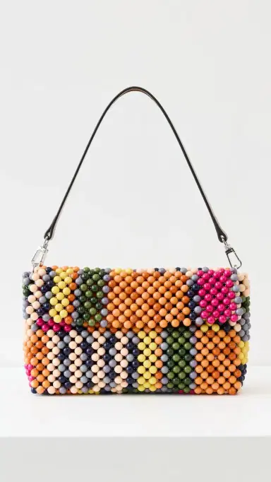 Staud Timmy Beaded Shoulder Bag Multi Bayadere Stripe One Size | Thumbnail 2