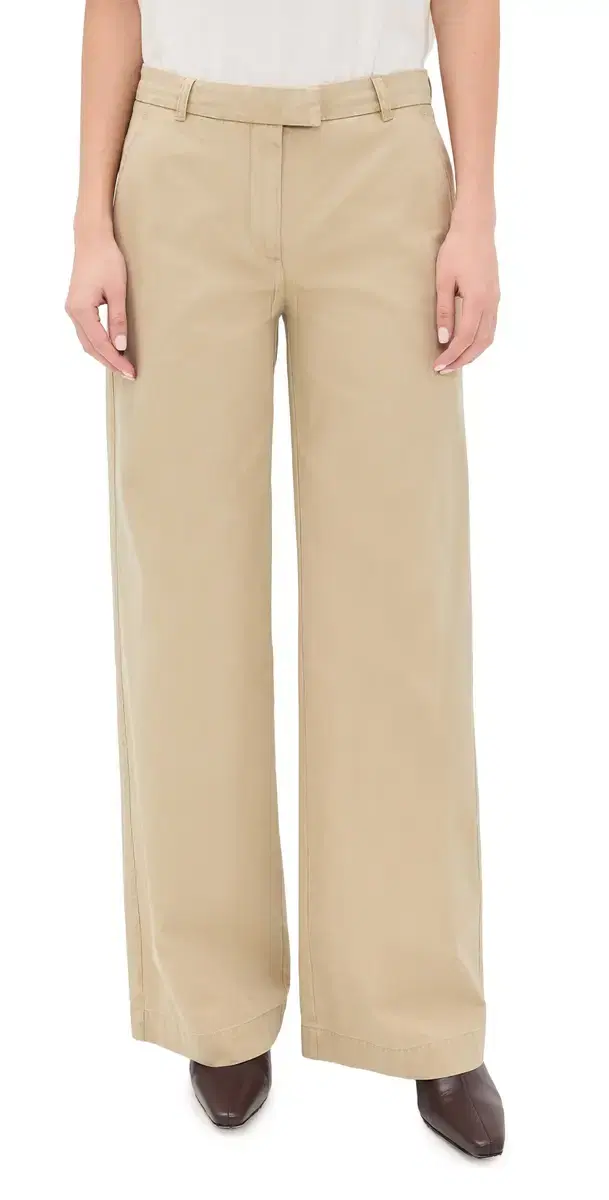 ATM Anthony Thomas Melillo Cotton Twill Wide Leg Trousers Khaki